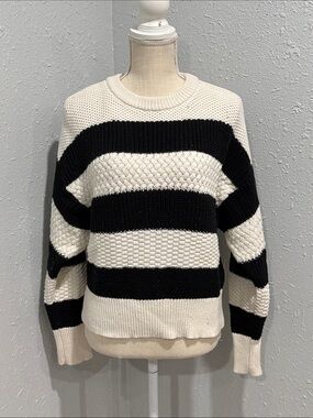 A New Day Nautical Striped Knit Crewneck Pullover Sweater Size M Coastal Sweater